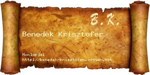 Benedek Krisztofer névjegykártya